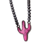Colliers pendentifs Comiya Western Till Turquoise Cactus Bamboo Chain et alliage de zinc - Style ethnique - Bijoux polyvalents pour femmes