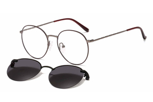 Montura de Gafas de Sol Metálicas Delgadas con <span class=keywords><strong>Clip</strong></span> Magnético Interno, <span class=keywords><strong>Lentes</strong></span> Ópticas Polarizadas de Forma Redonda, Modelo 33080 - Product Image 5