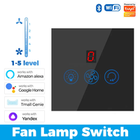 Pour Tuya interrupteur mural électrique intelligent EU Standard Smart Life App Alexa commande de synchronisation vocale 5 vitesses WiFi interrupteur de lampe de ventilateur tactile