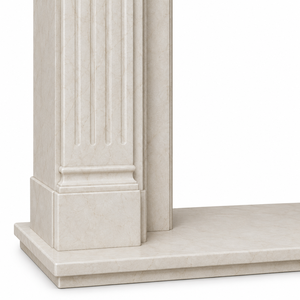 Traditional Marble <b>Fireplace</b> Mantel With Ornate Carving white Stone Indoor Wood Burning Hearth For Dining Room - Product Image 5
