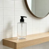 Bouteille en PET transparente de 500 ml avec pompe noire pour shampoing et gel douche