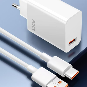Adaptateur de chargeur mural USB pour téléphone portable et écouteurs QC3.0 rapide 120W Prise EU US Blanc - Product Image 3