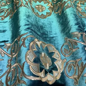 Marok kanis cher High Class bestickter Vorhangs toff Blume Elegante Polster Pailletten Bestickter Samts toff für Sofa