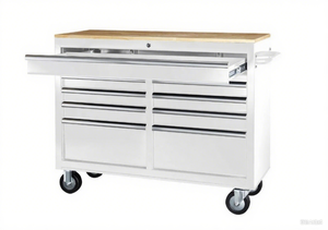 Robuste 46 Zoll 9-Schubladen-Werkbank mit Werkzeugwagen Schrank Weiß - Product Image 2