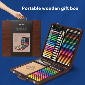 Deli 75403 öğrenci sanat malzemeleri Set suluboya kalemler renkli kalemler yağ pastel ve çocuklar için hediye kutusunda çizim kitabı - Product Image 2