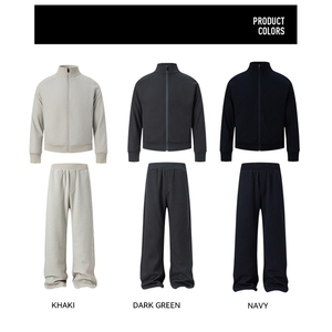 Bán Buôn Heavyweight Zip Lên Áo Đặt Co Giãn Sweatsuits Giản Dị Áo Thể Thao Thể Thao Unisex 2-Mảnh Bộ Đồ Thể Thao - Product Image 3