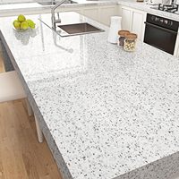 ORON DECO Autocollant en vinyle brillant effet marbre, papier peint auto-adhésif, blanc granit, imperméable, pour cuisine