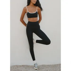高品质女式健身运动服女式运动服两件套瑜伽上衣和腿套