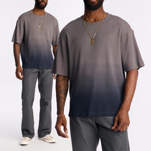T-shirt surdimensionné décontracté en coton épais dégradé gaufré pour homme KingSen, col rond, coupe ample, avec logo personnalisé, style streetwear - Product Image 1