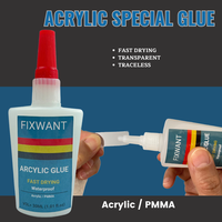 Colle acrylique transparente 30ML FIXWANT PMMA forte liaison instantanée pour ABS Plexiglas PVC plastique étanche à séchage rapide