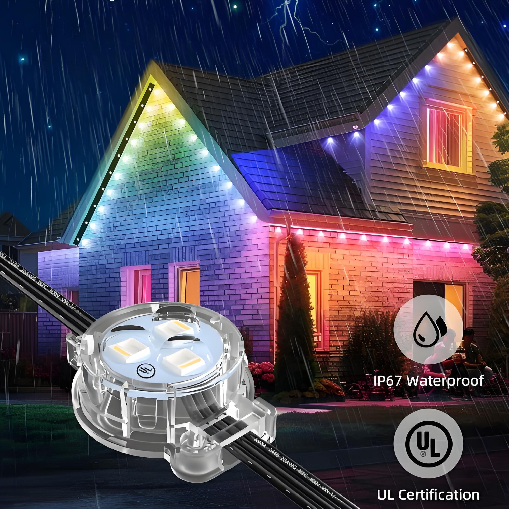 DC12V UL Addressable Smart Control Christmas Pixel Led Light Waterproof Ip67 RGBWIC Permanent Outdoor Lights