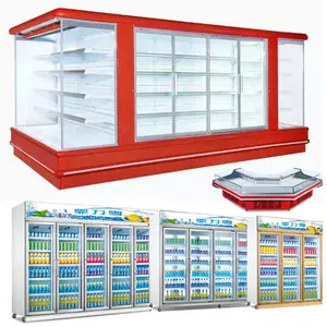 Usado comercial multideck vertical porta de vidro deslizante refrigerantes frigorífico mostrar para o supermercado
