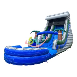 Tobogán Acuático Inflable Tropical Comercial con Castillo Hinchable, PVC de 680 g/m², Certificado EN14960 para Alquiler - Product Image 1