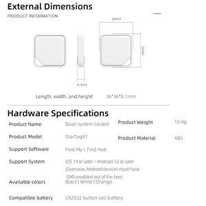 Système double pour traceur compatible iOS Android <span class=keywords><strong>Google</strong></span> Find My, dispositif anti-perte, localisation mondiale - Product Image 5
