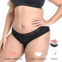 Culottes menstruelles physiologiques à dentelle intermédiaire fabriquées en usine, culottes menstruelles à 4 couches anti-fuites, style culotte menstruelle