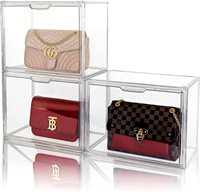 Organisateur de sac à main en plastique IMODE, boîte de rangement pour chaussures, boîte de rangement pour placard, vitrine en acrylique transparente avec porte magnétique