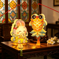 Kit de lanternes en papier à thème animalier de dessin animé à faire soi-même avec lumière LED certifiée CE pour le Festival de la Mi-Automne et les cadeaux de fête