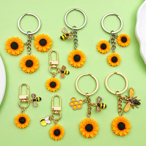 Porte-clés Tournesol et Abeille, Breloque <span class=keywords><strong>de</strong></span> Sac en Résine <span class=keywords><strong>de</strong></span> 5,3 cm avec Mousqueton en Alliage <span class=keywords><strong>pour</strong></span> Sacs à Dos, 23 Styles - Product Image 4