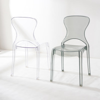 Chaise de salle à manger transparente au design moderne et créatif, chaise à dossier en plastique, fauteuil de café, chaise de négociation
