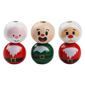 Wooden Christmas Beads Round Santa Claus Printed Loose Beads For <b>Tree</b> Decoration Ornament Accessories Bulk Pack - Product Image 5
