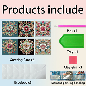 <strong>Mandala</strong> Diamond <strong>Dotting</strong> Greeting Card Kit for Adults - Stress Relief Craft Set (6 PCS) - Product Image 6