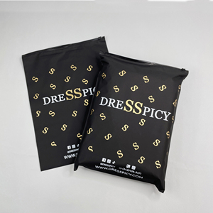 Bolsas de plástico con cierre hermético personalizadas con el logotipo de una marca de lujo para ropa de moda, para hombres y mujeres, en color negro. - Product Image 1