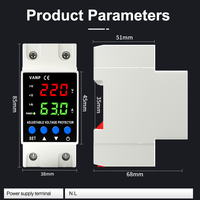 Protector de Sobretensión y Baja Tensión Ajustable Monofásico PN2-VA5 con Pantalla Dual y Reinicio Automático para Riel DIN