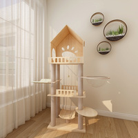 Arbre à chat série H en bois massif, lit pour chat, griffoir, grande tour pour chat, capsule spatiale, design original tout-en-un, villa de luxe pour animaux de compagnie