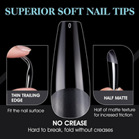 Pointes à ongles en gel Amande Forme moyenne 550Pcs Pointes à ongles en gel souple transparentes Couverture complète Faux