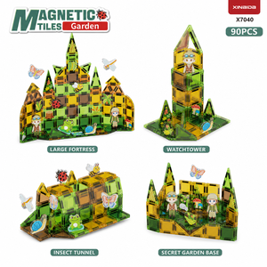 XINBIDA Ensemble de 48 tuiles magnétiques de jardin, blocs de construction 3D pour jardin <span class=keywords><strong>secret</strong></span> à surface plane avec abeille, jouet éducatif STEM, cadeau - Product Image 5