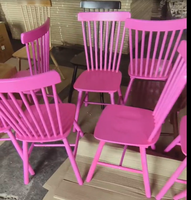 Chaise de salle à manger Windsor de style américain en bois et caoutchouc massif, vente d'usine de la ville de Heze, moins cher, différentes couleurs au choix