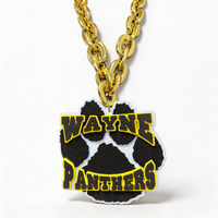 Collier chaîne en EVA avec empreinte de patte des Panthers de Wayne, pendentif mascotte surdimensionné à maillons épais dorés noir et jaune pour le jour du match de football