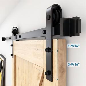 Rieles de Puerta Corredera de Acero y Madera Resistentes, Estilo Moderno, de Una Sola Vía, Impermeables, en Forma de J, Kits de Herrajes para Puertas Correderas con Tornillos - Product Image 1
