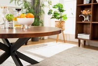 Table basse ronde en bois de noyer, prix d'usine, table basse en bois massif moderne faite à la main