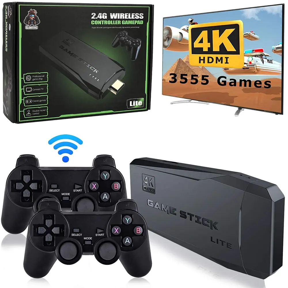 Wholesale 4K HD Game Stick With 3500/10000 Classic Games TV Video Game Console With 2.4G Wireless Controller