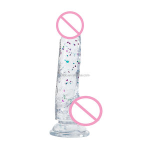 Consolador con diseño de gelatina de succión súper fuerte con brillo de lentejuelas, juguete realista suave para mujeres/hombres/masturbación femenina <span class=keywords><strong>Gay</strong></span> - Product Image 5