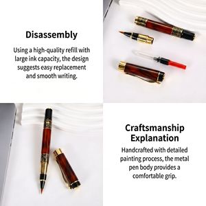 Stylo <span class=keywords><strong>de</strong></span> luxe à pointe souple, <span class=keywords><strong>rechargeable</strong></span>, en métal, pour la calligraphie, l'écriture, le dessin et la signature, papeterie artistique - Product Image 3