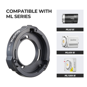 ML-GB <span class=keywords><strong>Godox</strong></span> Bowens pour ML100Bi & ML60IIB <span class=keywords><strong>AD300Pro</strong></span> AD400Pro Flash <span class=keywords><strong>Godox</strong></span> ML30, ML30Bi, ML60, ML60Bi vers Bowens Mount Adapter Ring - Product Image 3