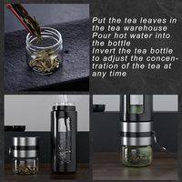 Bouteille à thé en verre avec infuseur - Tasse de voyage isotherme à double paroi en borosilicate avec filtre pour thé en vrac - Cadeaux