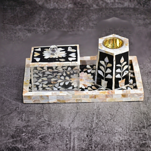 Gulf Decorative Top Quality Luxury Mother Of Pearl Inlay <b>Bakhoor</b> <b>Oud</b> Incense Burner Set With Acrylic Box With Lid And Knob - Product Image 1