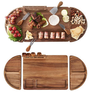 ชุดเขียงไม้ทรงสี่เหลี่ยมผืนผ้าและสี่เหลี่ยมจัตุรัสสำหรับเสิร์ฟชีสและเนื้อสัตว์ปรุงสุกแบบธรรมชาติ ยี่ห้อ WDF Kitchen รุ่นอัพเกรด พร้อมชุดมีด - Product Image 1