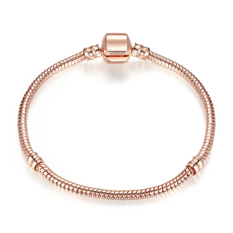 Wholesale High Quality Snake Chain Bracelet Color Preservation Silver Plated DIY Bracelet Accessories Big Hole Bead Copper Chain