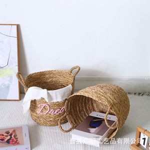 Cestas de Almacenamiento Redondas de Mimbre Tejido con Asas, Ecológicas, para Organización del Hogar, Lavandería y Almacenamiento de Ropa - Product Image 2