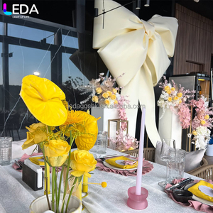 LEDA Outdoor Wedding Party Decor & Supplies Luxury <b>Large</b> White Smooth Trailing Ribbon <b>Bow</b> - Product Image 3