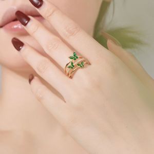 Bague Dylam tendance en argent S925 plaqué or 18 carats avec diamant Moissanite et zircon cubique 5A multicouche, motif papillon volant - Product Image 4