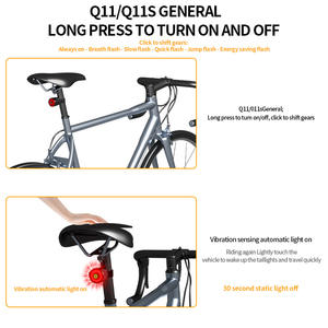 Feu arrière de vélo Q11Q11S LED, 4 modes, étanche IPX4, feu arrière intelligent pour la conduite nocturne, pour VTT - Product Image 2