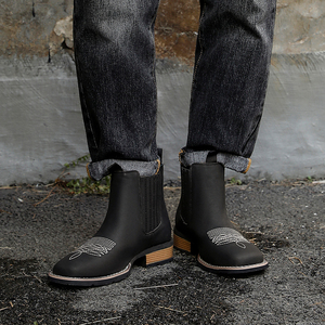 <span class=keywords><strong>Bottes</strong></span> de cowboy unisexes confortables à enfiler avec fermeture éclair, talon épais, bout pointu, <span class=keywords><strong>bottes</strong></span> de cowboy western pour hommes, <span class=keywords><strong>bottes</strong></span> de soirée à la cheville - Product Image 4