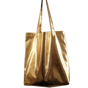 <span class=keywords><strong>Bolso</strong></span> de Mano de Cuero Vegano PU Plateado Metálico Dorado de Moda con Logotipo Personalizado, <span class=keywords><strong>Bolso</strong></span> de Hombro Tipo Tote para Mujer - Product Image 3