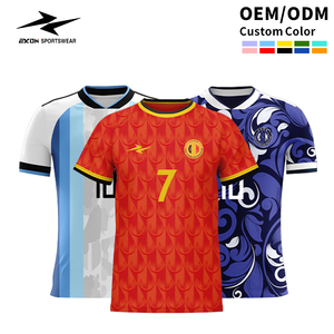 Camiseta <span class=keywords><strong>de</strong></span> Fútbol <span class=keywords><strong>de</strong></span> Entrenamiento Transpirable Versión Tailandesa EXON Roja, <span class=keywords><strong>Azul</strong></span> y Blanca con Función <span class=keywords><strong>de</strong></span> Absorción <span class=keywords><strong>de</strong></span> Humedad y Peso Ligero - Product Image 2