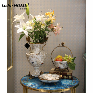 Classic Handmade Chinoseries European Decorative Antique Porcelain <b>Vase</b> Art <b>Gold</b> and White Ceramic for Wedding 13DCN83-1486 - Product Image 3